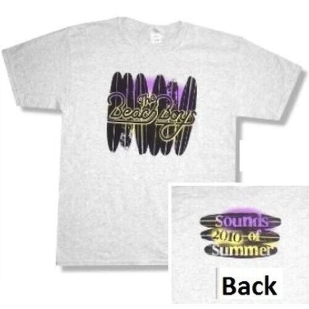 Beach Boys 'Sounds Of Summer' Grey T-Shirt MEDIUM Unisex 2-sided 2010 Tour NEW